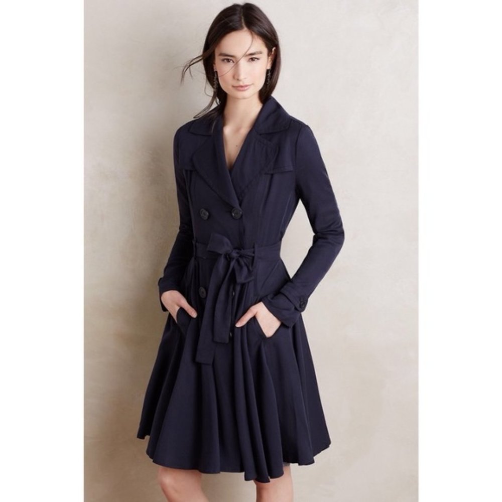 Anthropologie dRa Fayette Trench Coat Navy